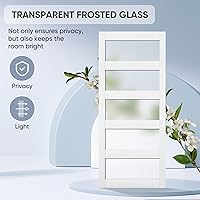 Vista 6 de BARNSMITH Puerta de granero de vidrio de 32 x 84 pulgadas con herrajes para puerta corrediza de níquel cepillado de 5.5 pies incluidos y asa