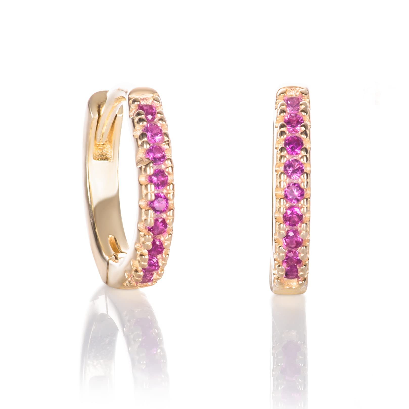 namana Pendientes Aros Pequeños para Niña y Mujer, Pendientes Aros Plata de Ley 925 con Piedras Cúbicas Circonitas Blancas o de Colores, Mini Pendientes de Aro Para mujer