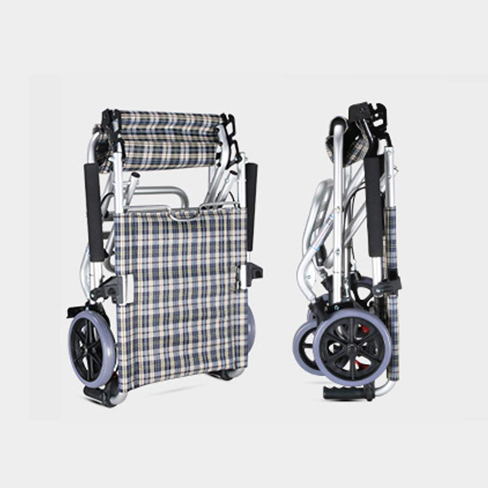 CLoxks Sedia a rotelle,Trasporto Sedia da Viaggio Portatile semovente Pieghevole Carrello da Viaggio per aeromobili per disabili Anziani in Lega di Alluminio