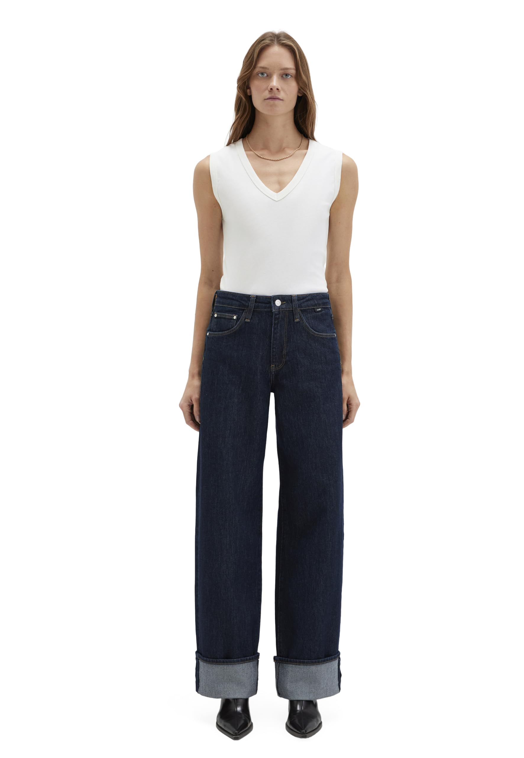 Mavi Damen Denim Pants Sandra Cuffed Wide Leg