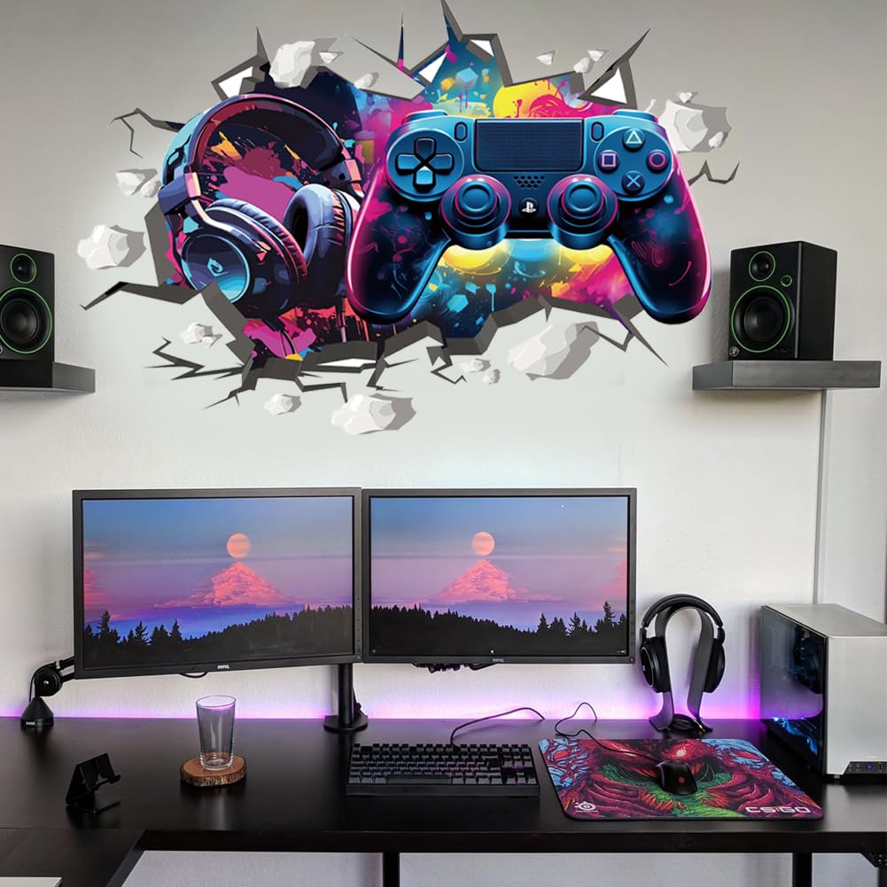 Wajade Game Wall Sticker Gamer Controller 3D Wall Decals Boy Gaming Room Decor for Bedroom Playroom 01, Yh0001 - Image 3
