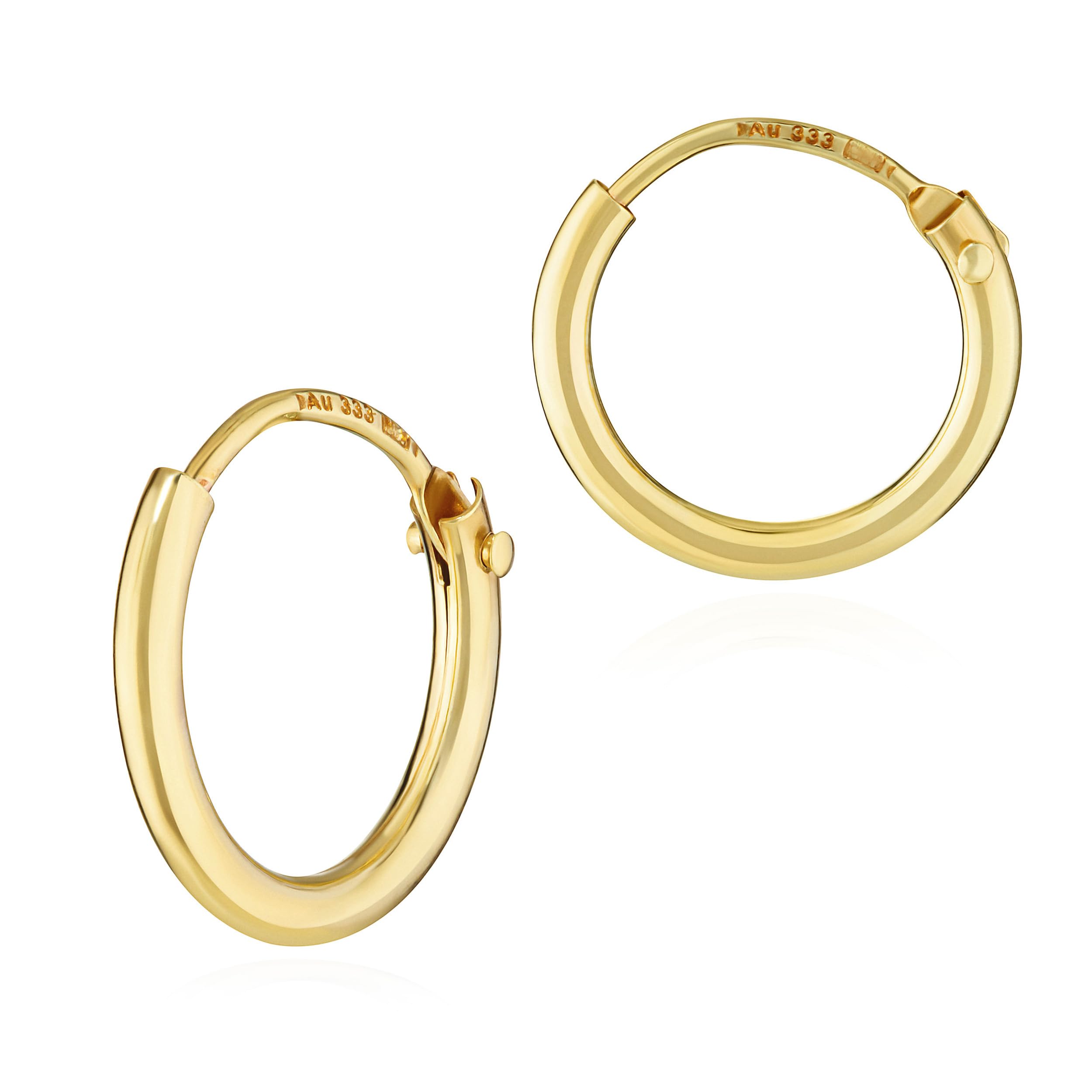 NKlaus PAR de pendientes de aro para hombre ORO REAL 333 pendientes colgantes 11 mm 3752