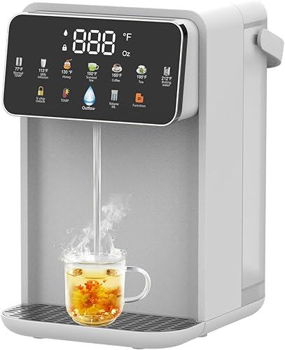 Dispensador de agua caliente instantáneo para calefacción rápida y diseño silencioso, ajustable 7 TEMP y 7 dispensador de volumen de agua, tanque de