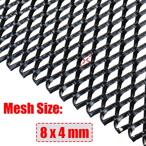 Modengzhe 40 X 13 Inch Car Grill Mesh Sheet, Black Painted Aluminum Alloy Multifunctional Grille Mesh Roll, 4 X 8 Mm Rhombic-Shape Grids #TOP1