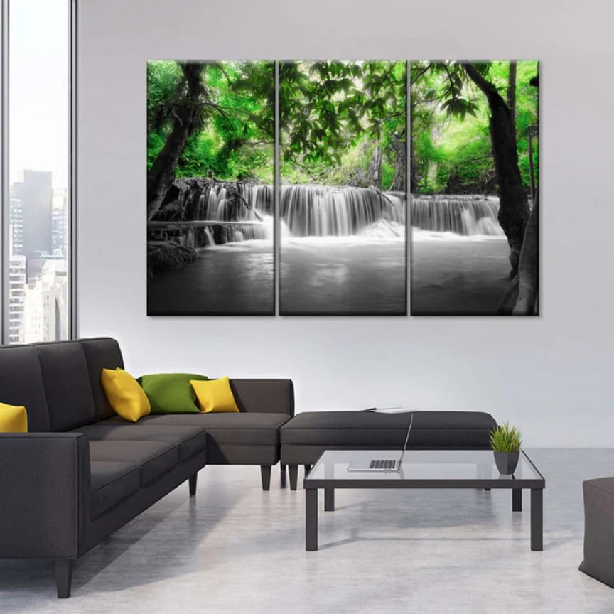 Tableau tropical cascade 3 parties 90x50cm encadré - 2