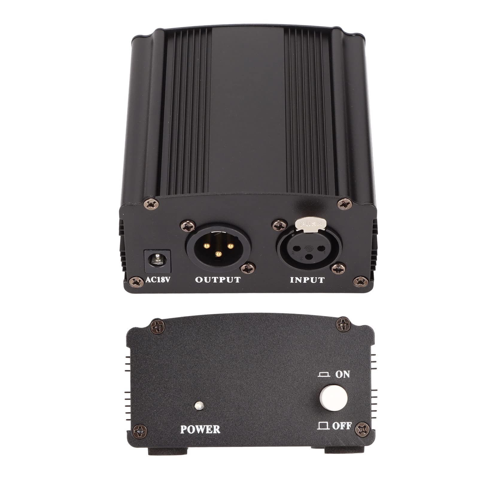 ASHATA Alimentation Fantôme 48 V, Alimentation Fantôme Professionnelle Portable Anti-Bruit avec Câble XLR 3 Broches pour Tout Microphone à Condensateur équipement D'enregistrement de Musique(EU)