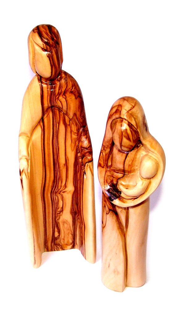Olive Wood Holy Family - 2 Pieces Statue (8.1 Inches)