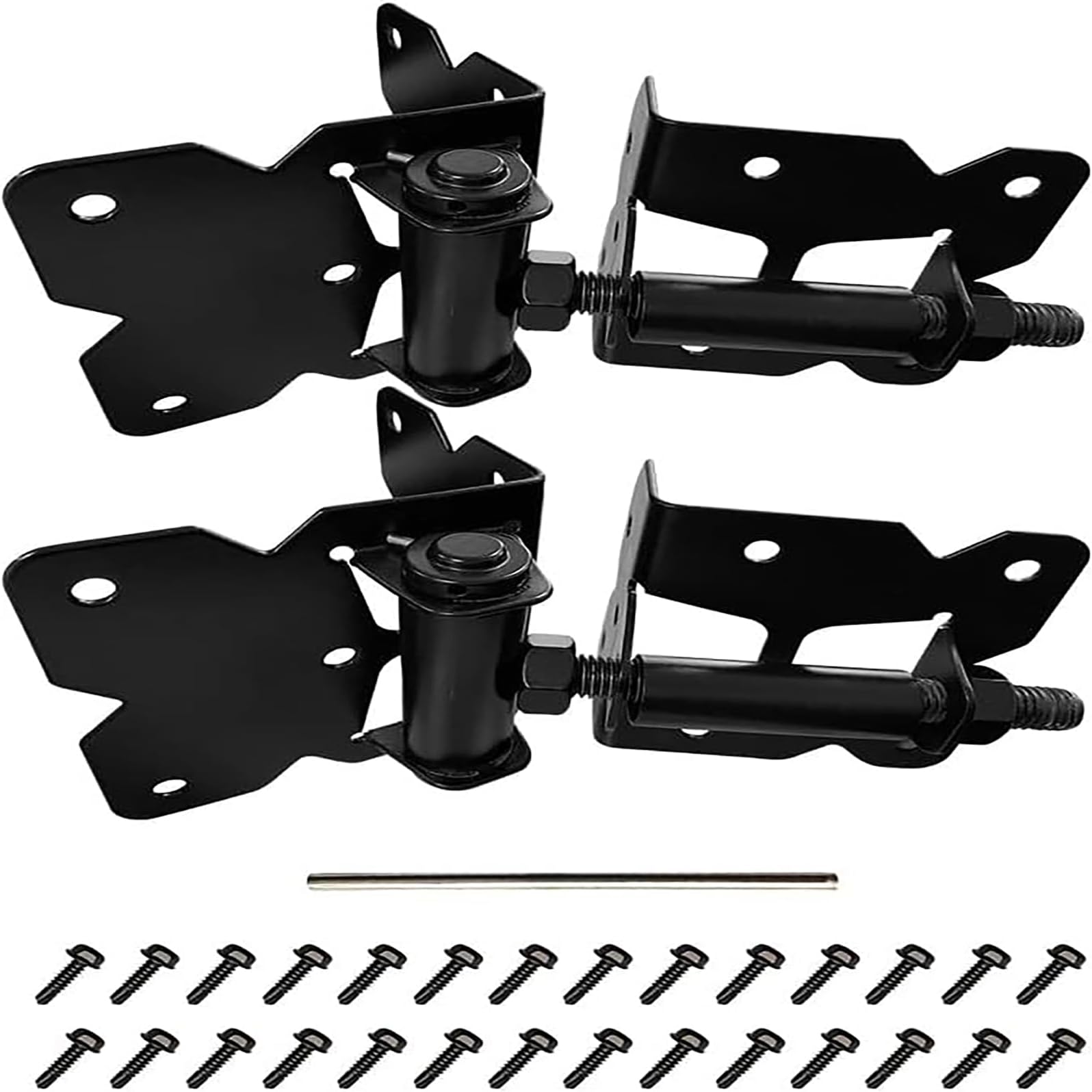 JAFFIUST Self Closing Gate Hinges, Heavy Duty for Vinyl/Wood/Metal Fence, Pack of 2, with Slef-Tapping Screws and Adjuster Tool