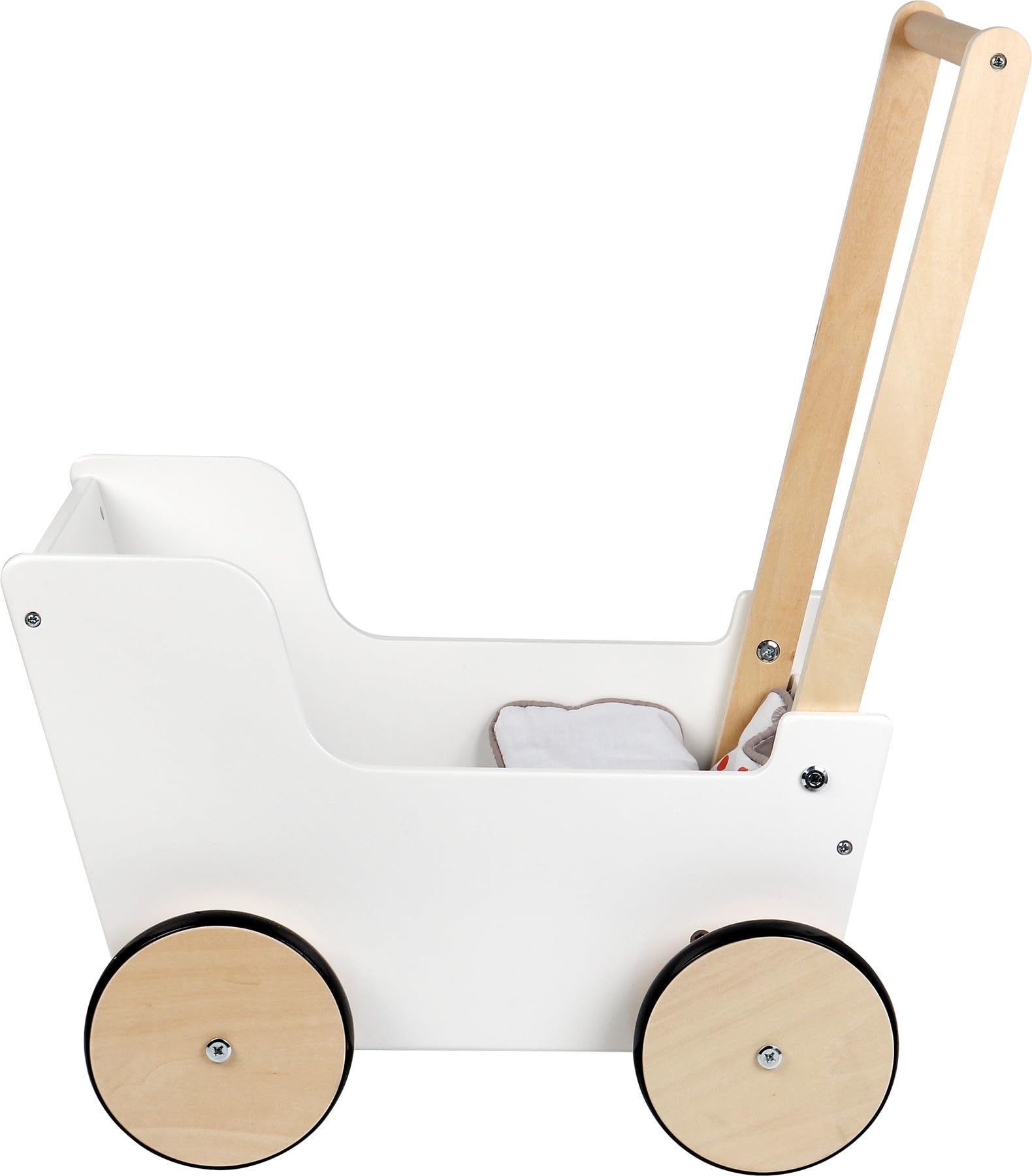 small Foot Cochecito de Paseo de Madera Little Button, Incl. Ropa de Cama Reversible, a Partir de 3 años, 12496, Color marrón, 463354 cm