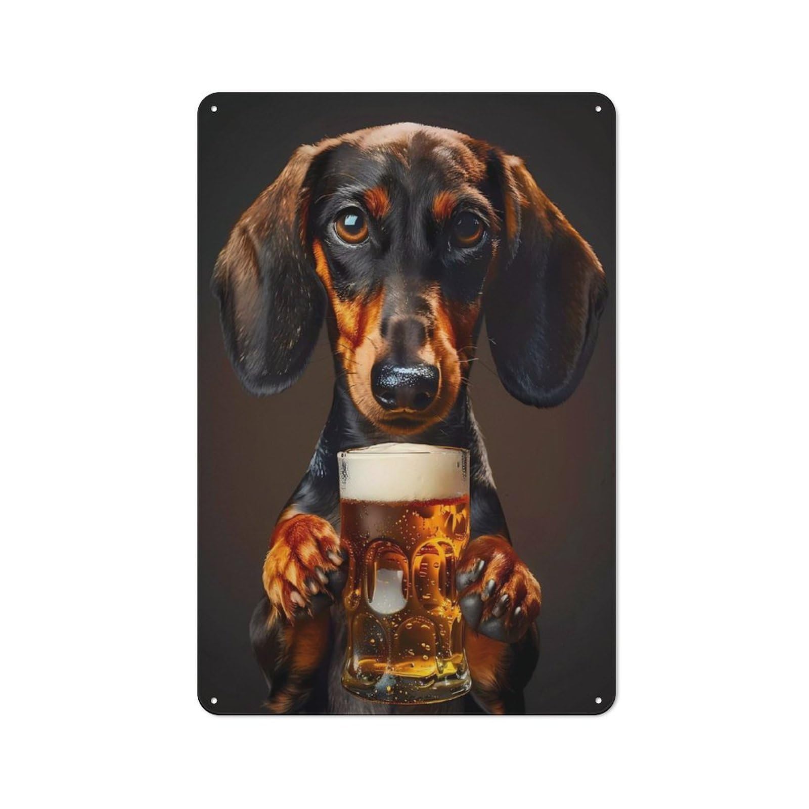 Junmoney Style-24 Old Style Dachshund Beer Decorative Tin Plaque 30X20cm, Bar Wall Plaque For Bar, Kitchen, Garage Or Games Room