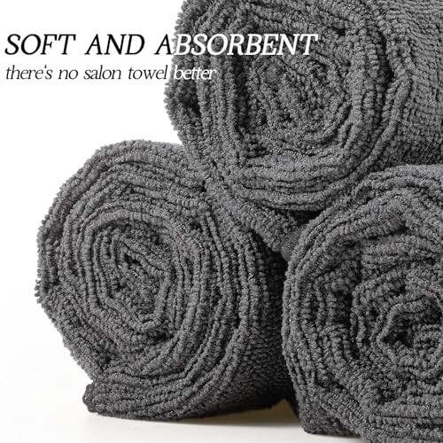 Image of Shimeyao 40 Pack Bleach Proof Towels Microfiber Absorbent Resistant Hair Hand Towels Bulk Quick Dry for Barber Gym Bath Spa Shaving (Black White Grey,16 x 29 Inch)