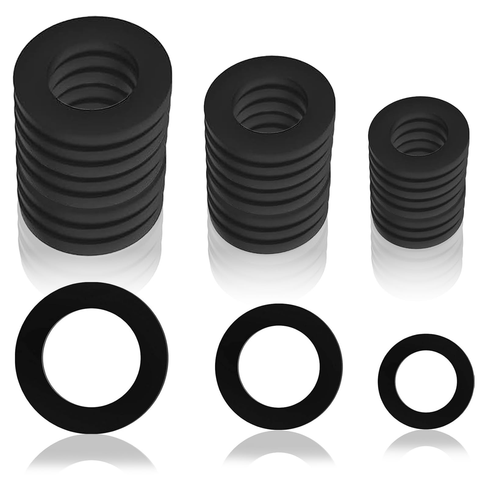24 Pcs Rubber Hose Washer Tap Sealing Rings, Tap Connector Washer, O Rings for Hose Connectors for Shower Hoses Tap Connector, 1/2 Inch, 3/4 Inch, 25 mm (1.00 Inch), Black 24 Pcs Pipe Fittings
