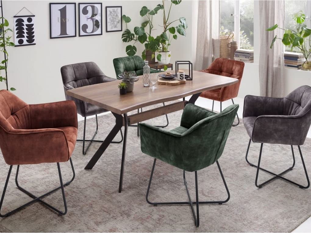 ModaNuvo 'Kingston' Industrial Style 160cm Rectangle Dining Table With Live Waney Edge, Wild Oak Effect