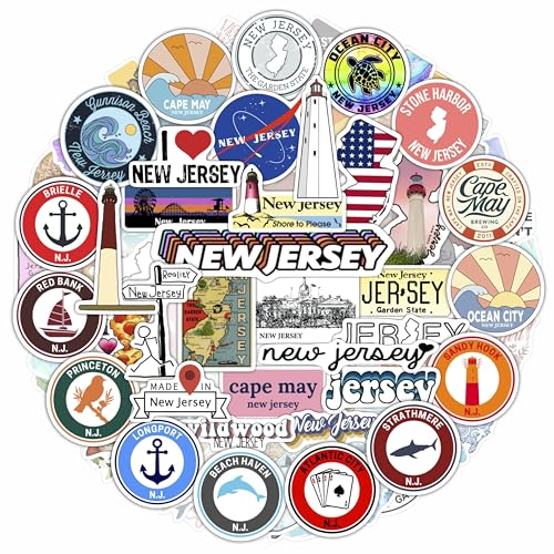 BulbaCraft New Jersey Sticker for Water Bottle and Laptop - State Souvenirs, Decorations & Gifts, Waterproof Vinyl Decals, Gifts for Women & Men