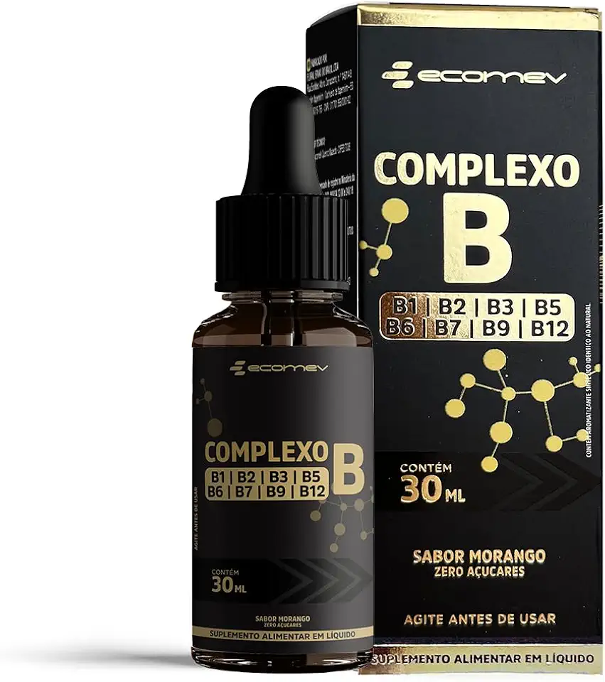 Complexo B em Gotas Sublingual Vegano 30ml - Sabor Morango - Ecomev