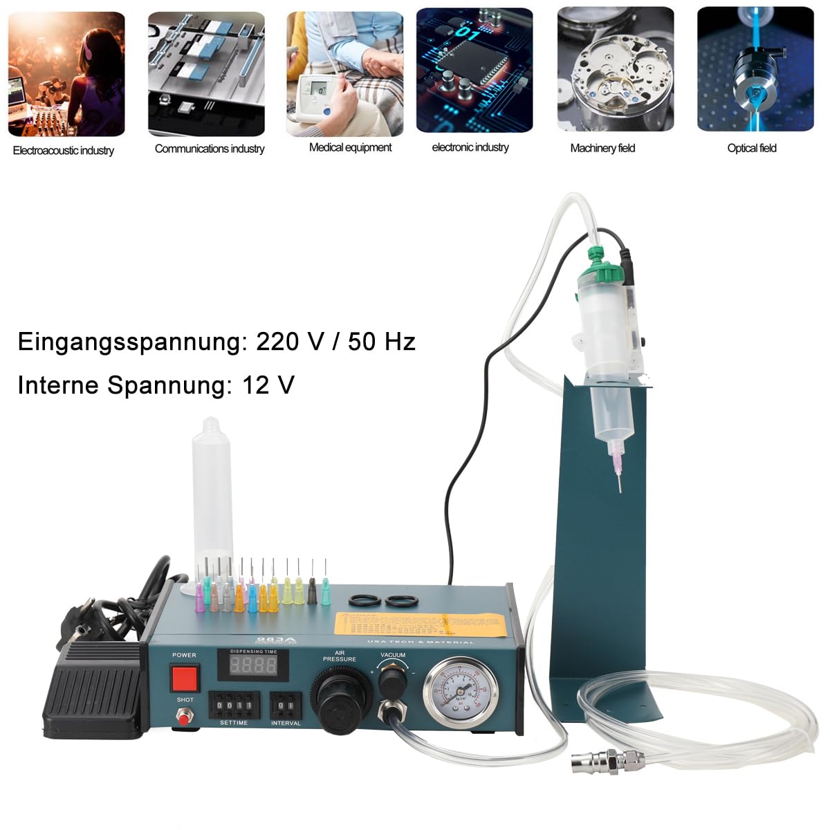 Auto Klebstoffspender Auto Glue Dispenser Machine 220V Digital Display, Solder Paste Liquid Dropper Controller 983A Automatischer Dispenser Lotpaste