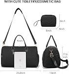 Sac à bandoulière pour femmes, Sac de semaine avec compartiment de chaussures, Porter sur la nuit sac pour les femmes avec sac de toilette, sac de gym avec poche humide, Sacs d'hôpital pour le travail et la livraison noir