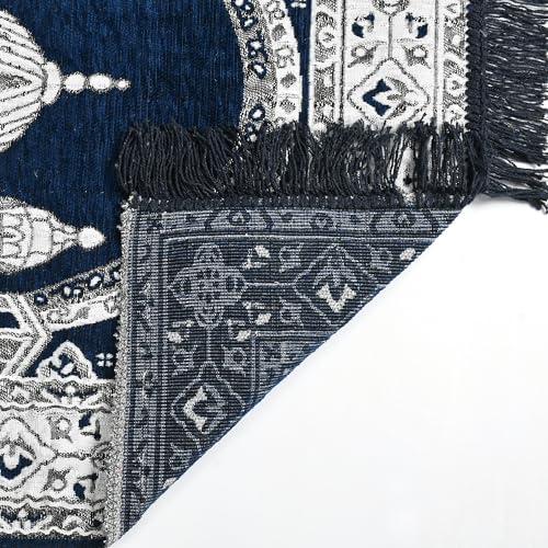 Image of Velvet Floral Janamaz Mat | Prayer Mat /Meditation Janamaz for Namaz /Meditation Mat /Muslim| Size 27x50| Washable Soft Prayer Mat (BLUE2)