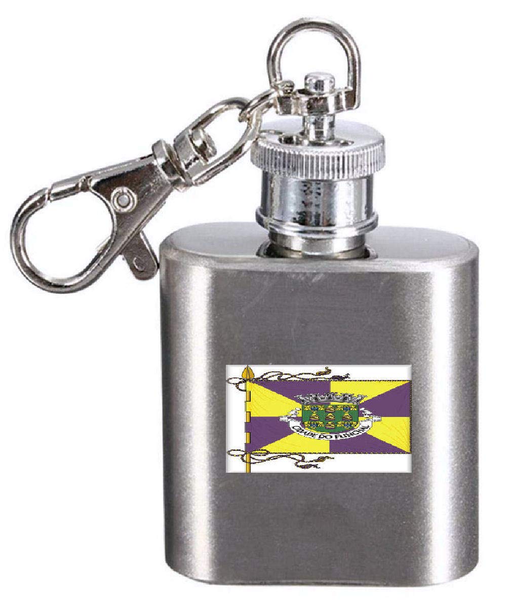 Flasque porte-clés gravée drapeau Portugal mini fiole alcool de poche