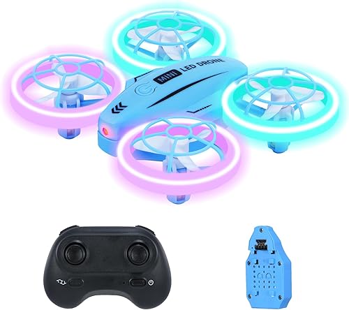 Mini Dron, cuadricóptero RC pequeño de 2.4 GHz para principiantes con luces LED, modo sin cabeza, 360 giros, retención de altitud, modo de 3
