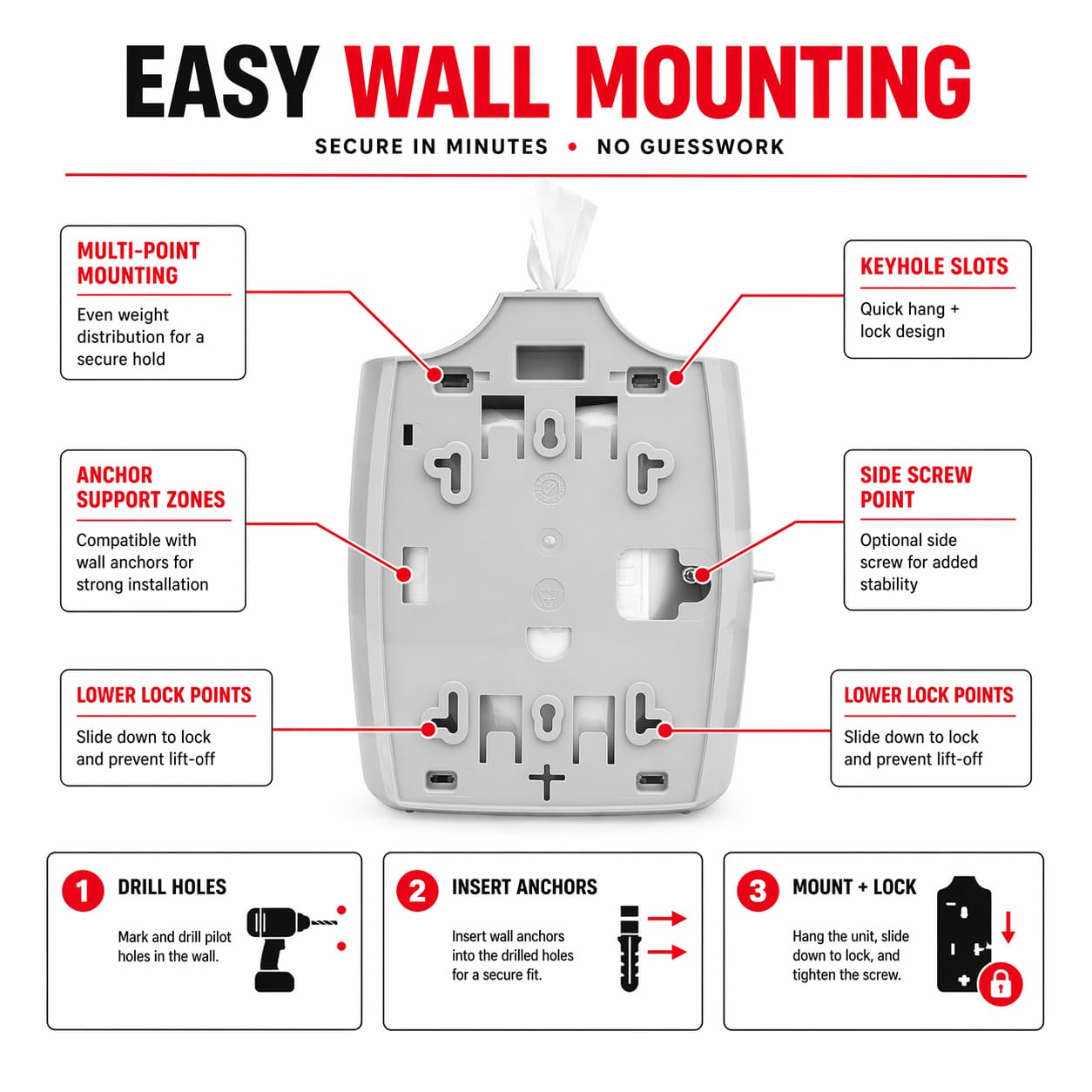 Contemporary Wall Mount Wipe Dispenser, 11 x 11 x 13, Smoke Gray