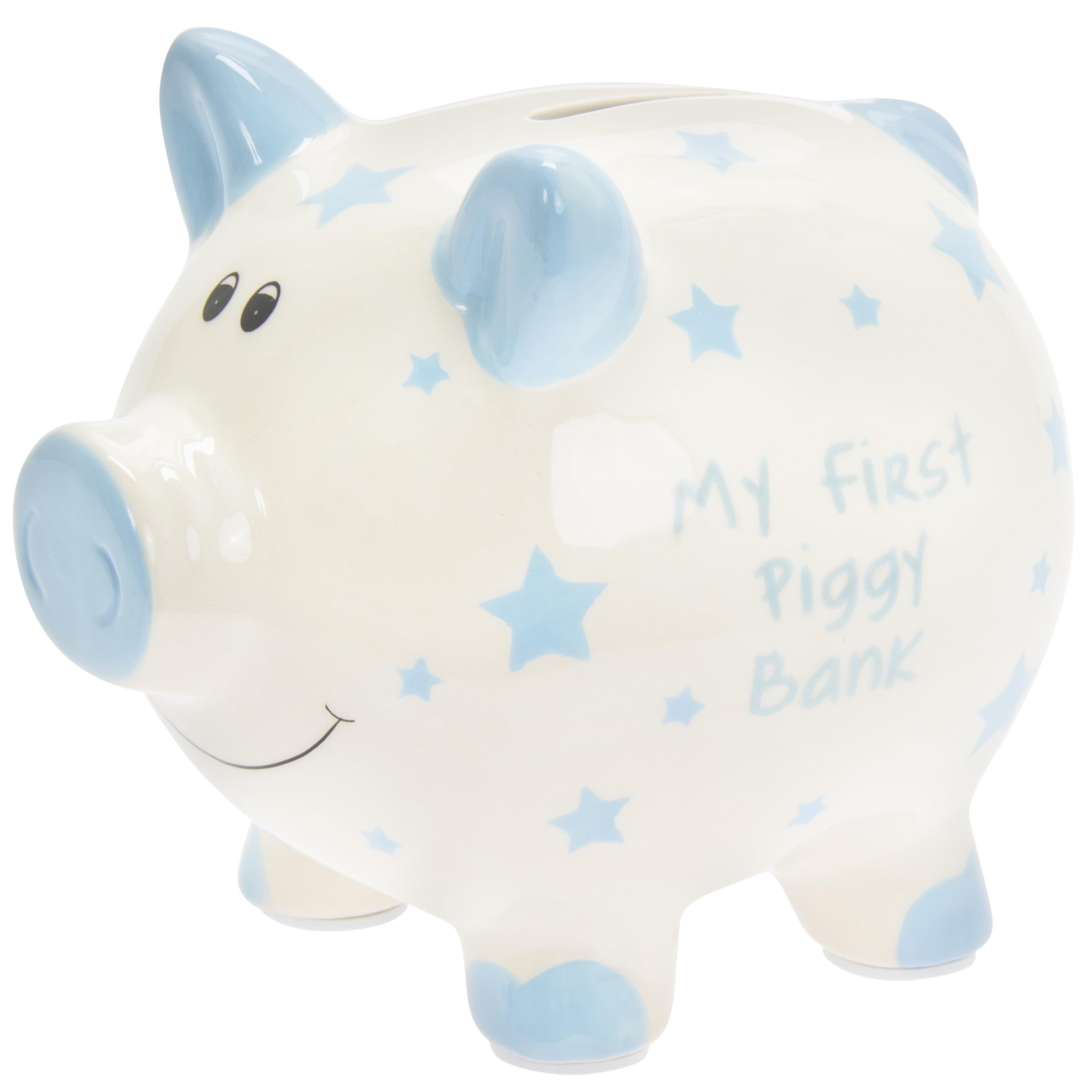 Lesser & Pavey My First Piggy Bank Blue Large For Savings | Lovely Money Box For Money Saving Challenge | Money Tin or Money Saving Box For Adults | Ideal Money Safe & Piggy Bank For Kids