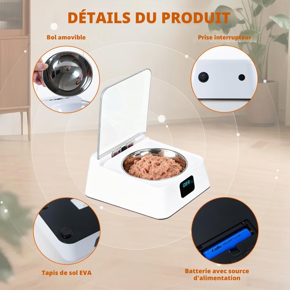 Distributeur automatique de nourriture humide pour chat, avec couvercle à charnière, distributeur de nourriture humide et sèche, distributeur automatique de nourriture pour petits chiens et chats