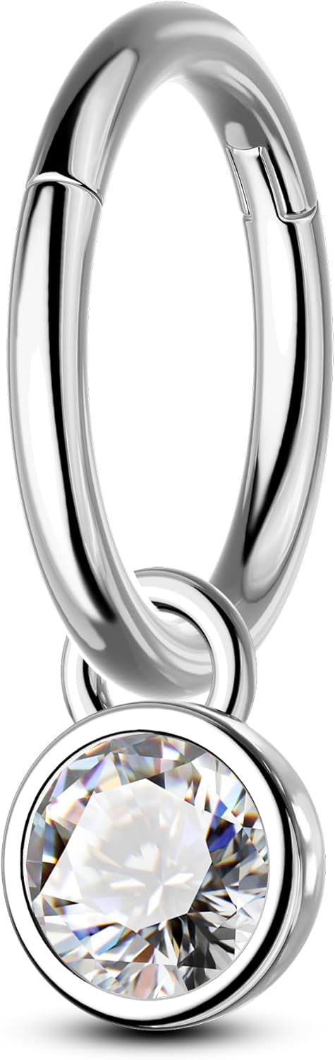 COCHARM 16G Clicker Rook Earrings Dangle Hoop Helix Earrings for Women 6mm 8mm Surgical Steel Rook Helix Piercing Jewelry Dangling Lobe Earring