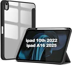 Capa Magnética Anti Impacto Compatível iPad 10th 2022 de 10.9 polegadas E iPad 11th 2025 Chip A16, com função wake sleep e suporte para Apple Pencil, Premium Slim (Preto)