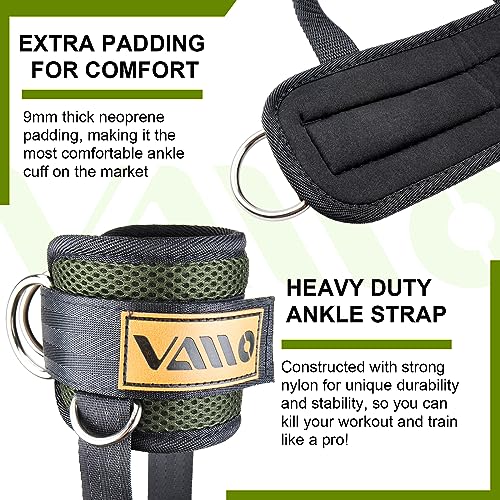 Image of VAIIO Ankle Straps for Cable Machines,Adjustable Comfort fit Neoprene, Reinforce Double D-Ring - Premium Ankle Cuffs to Improve Abdominal Muscles, Lift The Butts, Tone The Legs for Men & Women