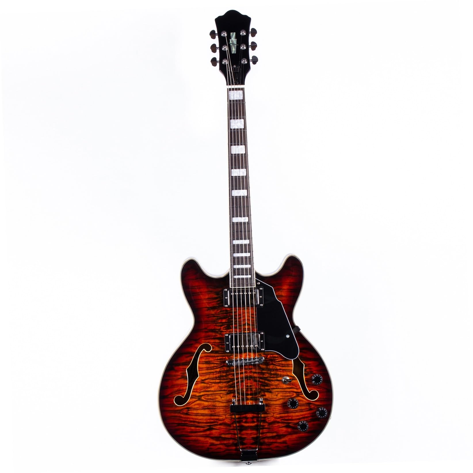 Gitara Elektryczna Profesjonalna Praworęczna 6 Strunowa Gitara Elektryczna Typu Semi Hollow Body Cienka Łukowata Górna Trwała(Type 5)