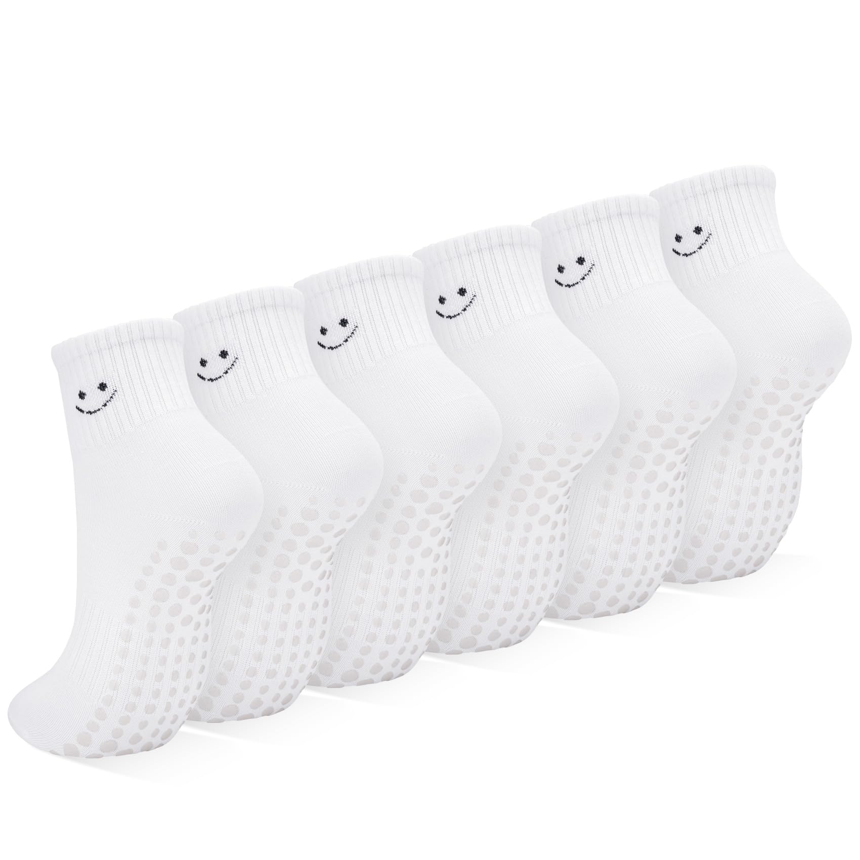 Aurmly 6 Paar Pilates Yoga Socken Damen Stoppersocken Damen, Atmungsaktive Hausschuhsocken, Baumwoll Slipper Grip Socken, Female Stoppersocken Tanzen, Übung, Fitness, Laufen EU36-41