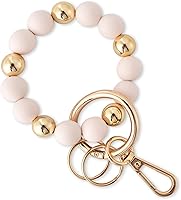 Junyuerly Silicone Beaded Wristlet Keychain Bracelet for Women - Stretchy Elastic Key Ring Holder, Detachable Multi-Functional Bangle