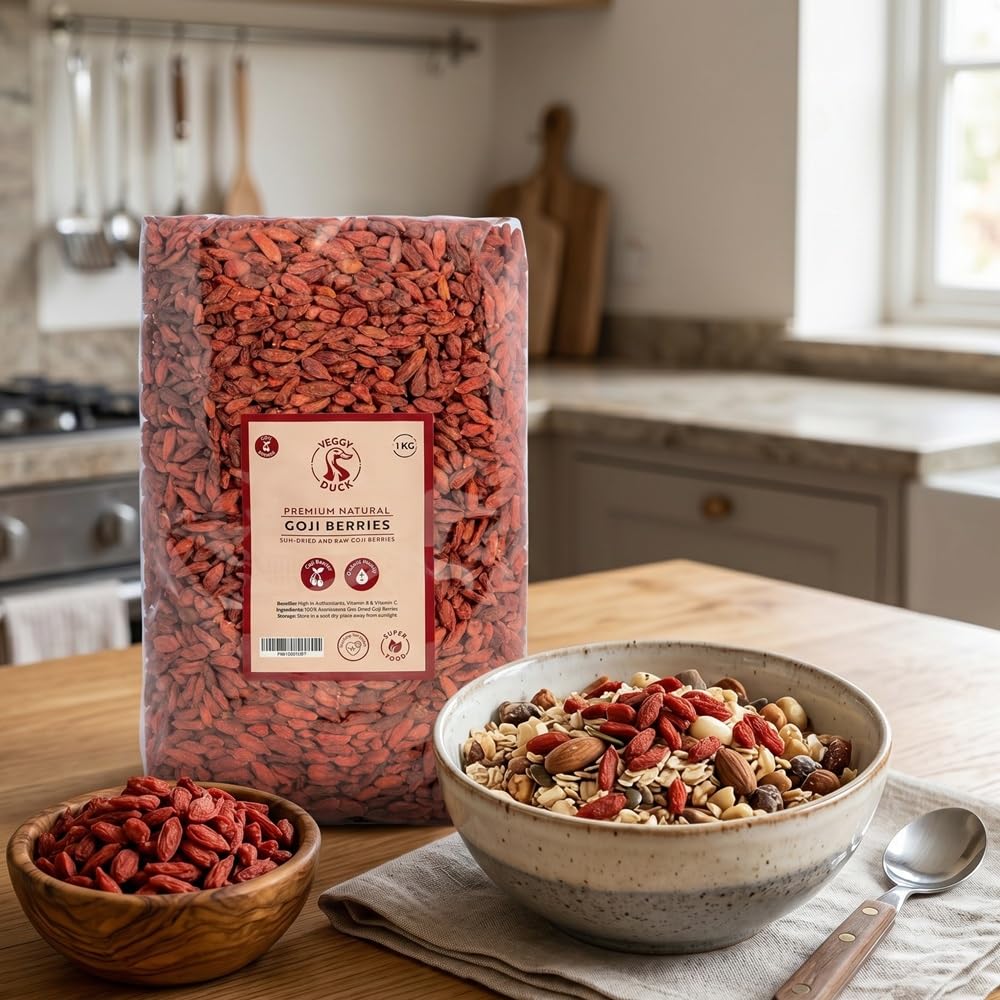 Veggy Duck - Bayas de Goji Naturales (1Kg) - Bayas Secas | Ricas en Antioxidantes, Vitamina A y Vitamina C