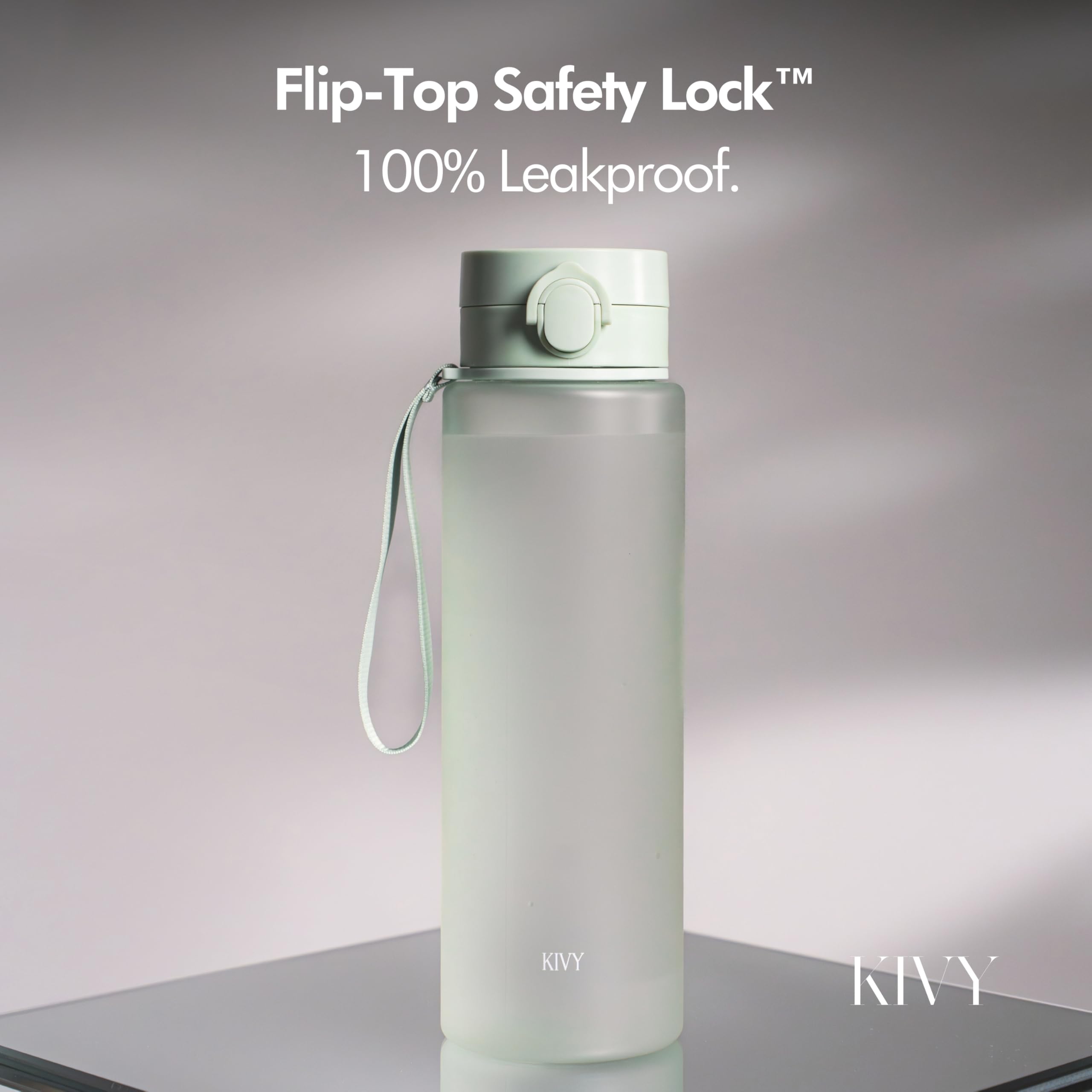 KIVY Botella de Agua Tritan 650ml [CON TAPA ABATIBLE] - Water Bottle para Niños & Adultos - Sin BPA - Garrafa Apto Lavavajillas - Cantimplora para Gimnasio, Deportiva, Oficina y Escuela - Verde — view 26