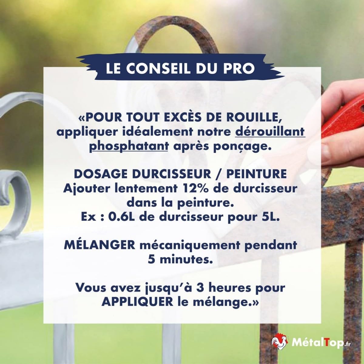 Metaltop - Peinture Direct Rouille - Gris clair - RAL 7035-15 L - Protection antirouille 2 en 1 longue durée pour fer et acier.