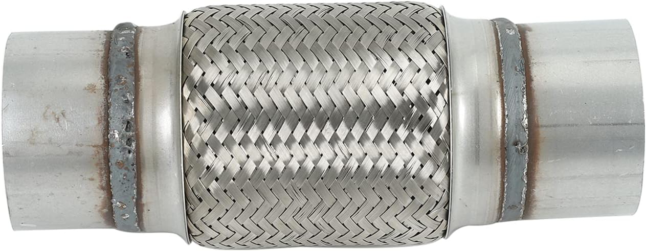 LucaSng 2PCS Exhaust Flex Pipe Stainless Steel Double Braid 3" x 6" w/Ends 10" Long Heavy Duty