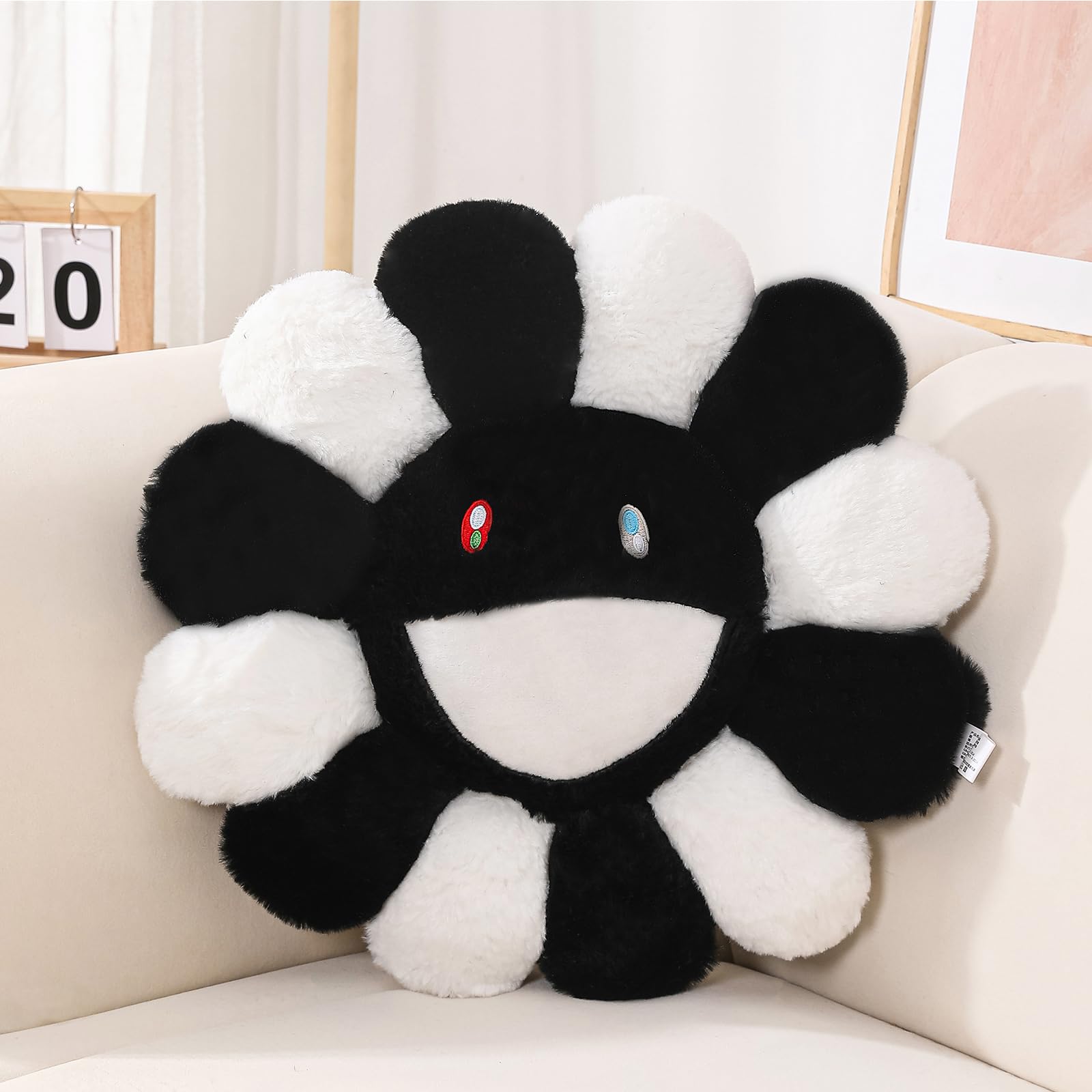 FIONOUT Cuscino a forma di fiore, cuscino da pavimento con viso di fiore, cuscino da pavimento colorato con girasole, grazioso cuscino decorativo per divano, camera da letto, auto (60 cm)