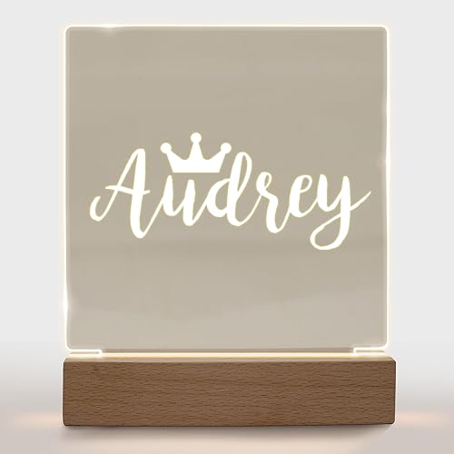 With Love From Julie Luz nocturna personalizada para niños y niñas, regalos personalizados para decoración de dormitorio de bebé niña corona