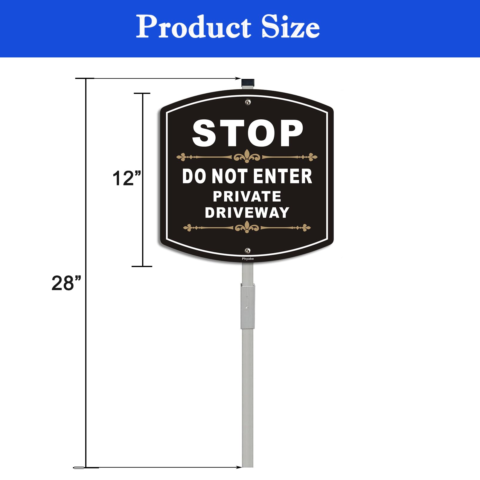 Phyabe 2 Pack Stop Do Not Enter Private Driveway Sign With Stake, Aluminum Metal 28" Total Length, Heavy Duty Weather Resistance - Image 2
