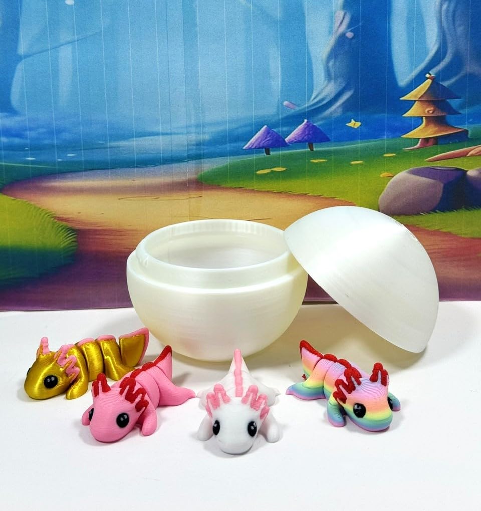 4 pcs Mini Axolotl with Egg, 3D Printed Articulated Mini Axolotl, Fidget Figure Axolotl Fidget Toy MA001