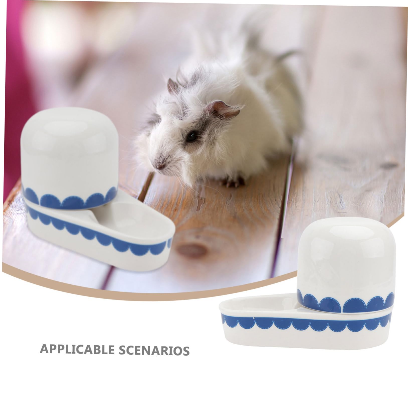 Hemobllo Abreuvoir Lapin en Céramique Étanche Bleu, Bol d'eau pour Petits Animaux, Accessoire Intérieur pour Lapins et Rongeurs