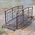 kinbor 8ft Outdoor Garden Bridge - Elegant Black Gold Design, Metal Garden Bridges with Guardrails and Steps Perfect Addition to Your Outdoor Pathways, Backyard Creek, Stream, Pond