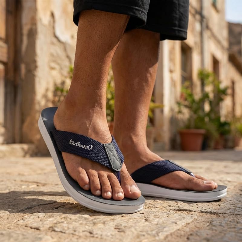 Image of WALKAROO Men's Casual Sandals|Soft Fabric Strap, Textured Footbed, Lightweight EVA Sole, Anti-Skid Grip|Daily Wear, Casual Wear, Home Wear, Outdoor Wear Slip-On Slippers for Men's|WG5002