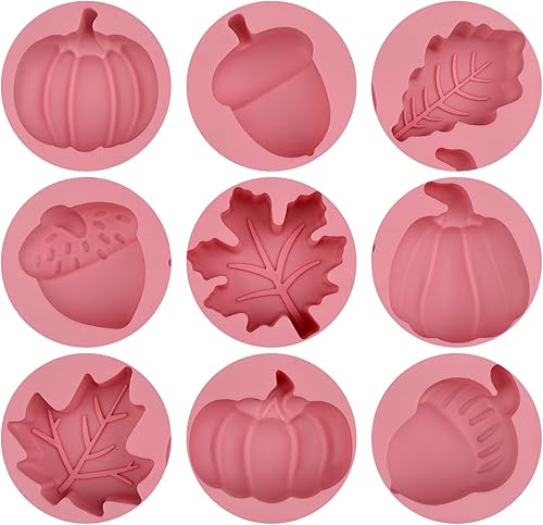Miniatura 7 de Moldes de silicona de otoño, molde de calabaza y chocolate, 2 piezas de hoja de arce y bellotas en forma de caramelo, jabón para hornear, para