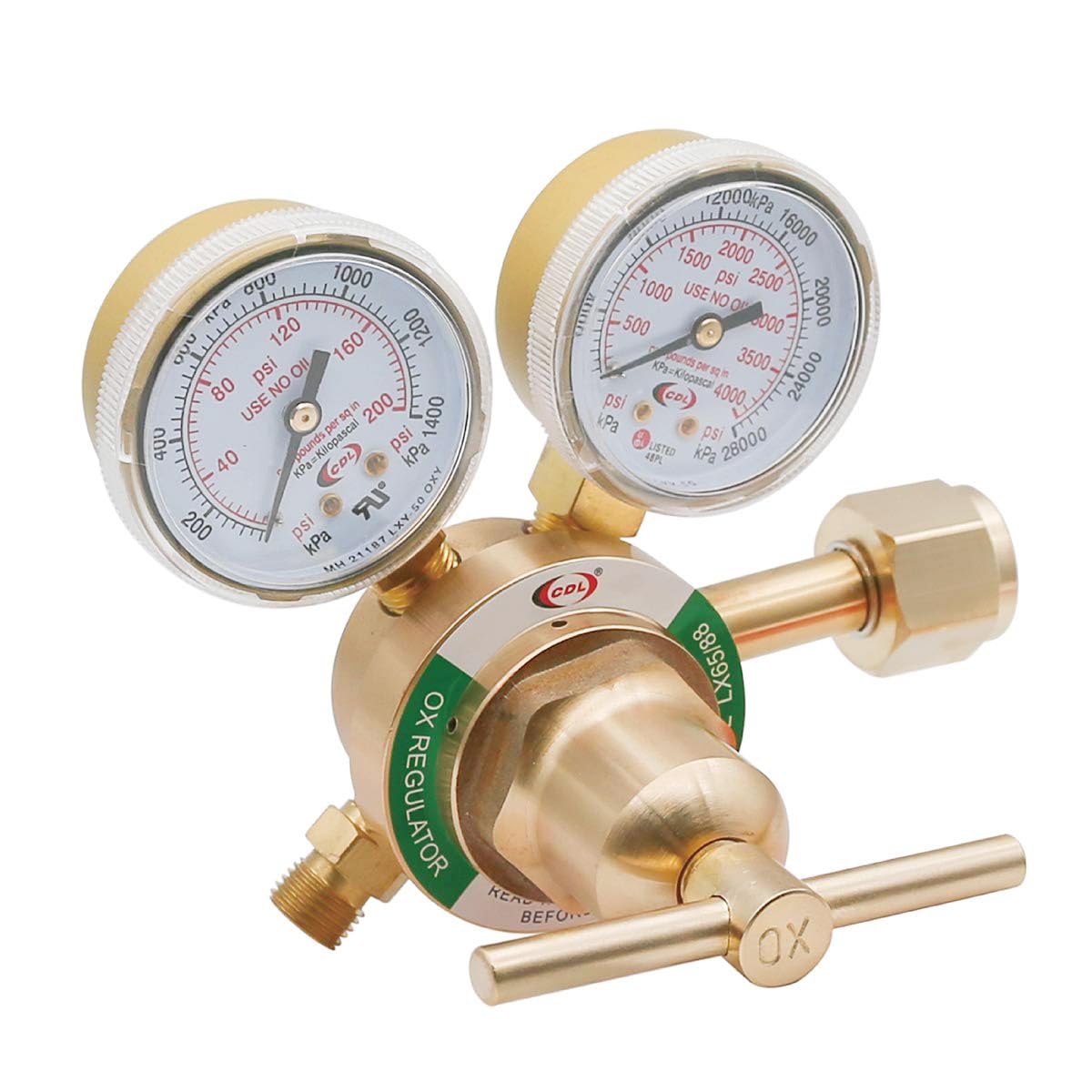 CDL Medium Duty Oxygen Regulator CGA540,Victor Compatible,Easy to Read Dual Scale,Forged Brass Body Bonnet,OEM Compatible Welding Gas Regulator,Large