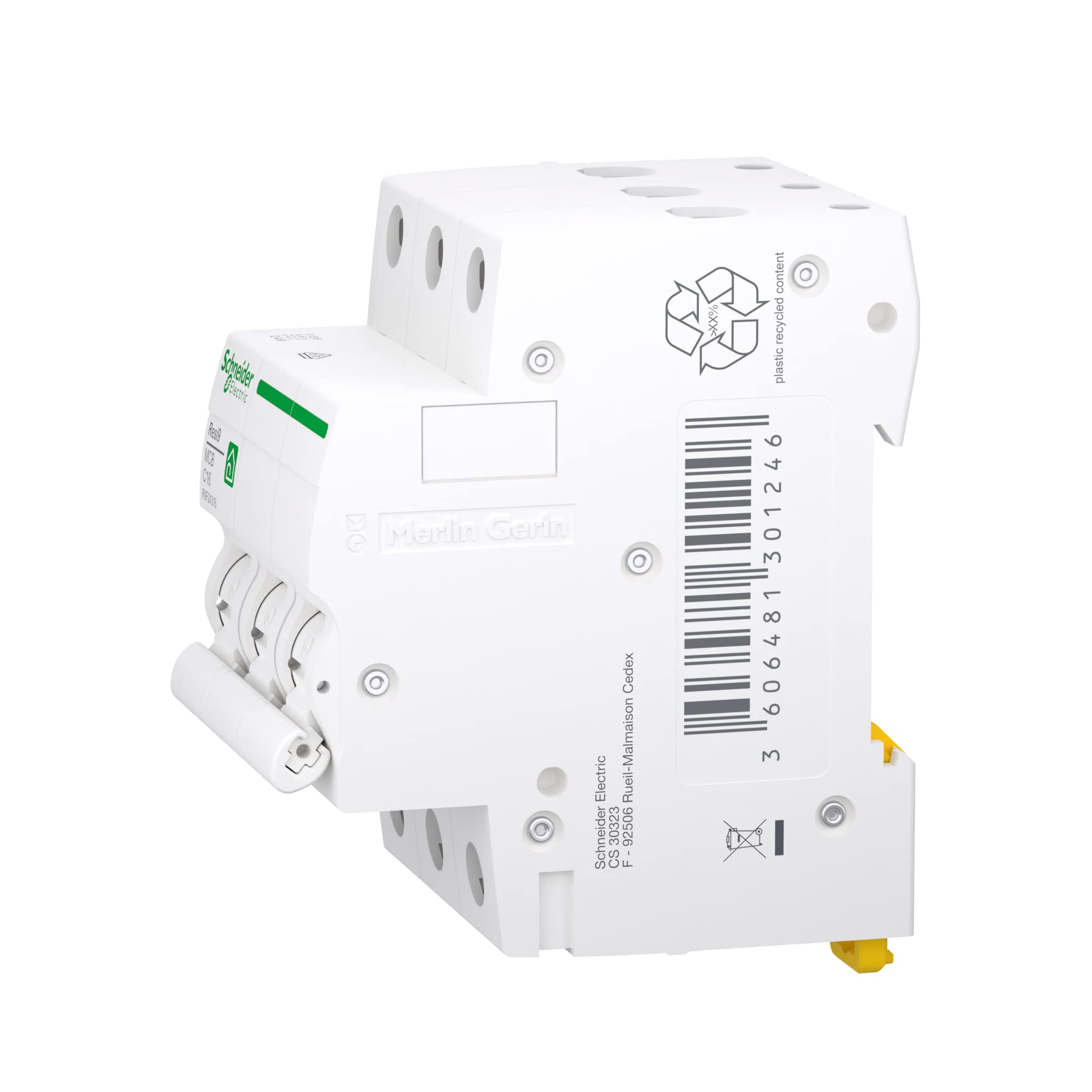 Schneider Electric Disyuntor RESI9 3P 16A C 6KA, R9F24316, 3 polos