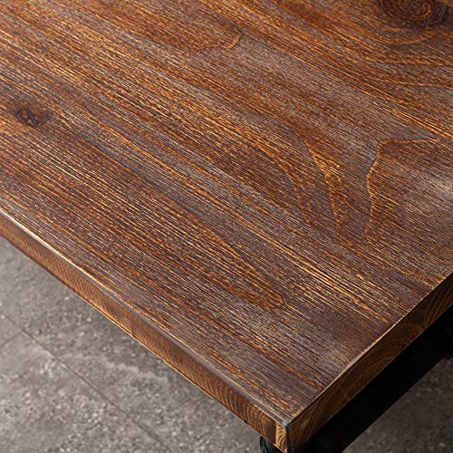 Diwhy DIY Industrial Design Pipe Dining Table Casual Computer Laptop Table Modern Studio Wood and Metal Rectangular Dining Table homeoffice Desk Computer Table Black (41.3H)