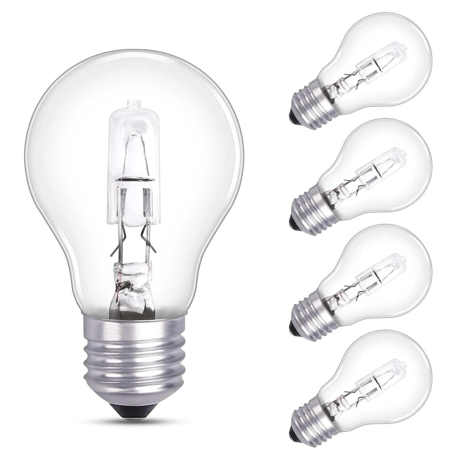 Morotty A55 E27 42W Glühbirne Dimmbar, 570LM 2700K Warmweiß, E27 Globe Glühbirne Classic Klar AC 230V, Dekorative E27 für Kronleuchter Wandlampe, A55 Birnenform, 5 Stück