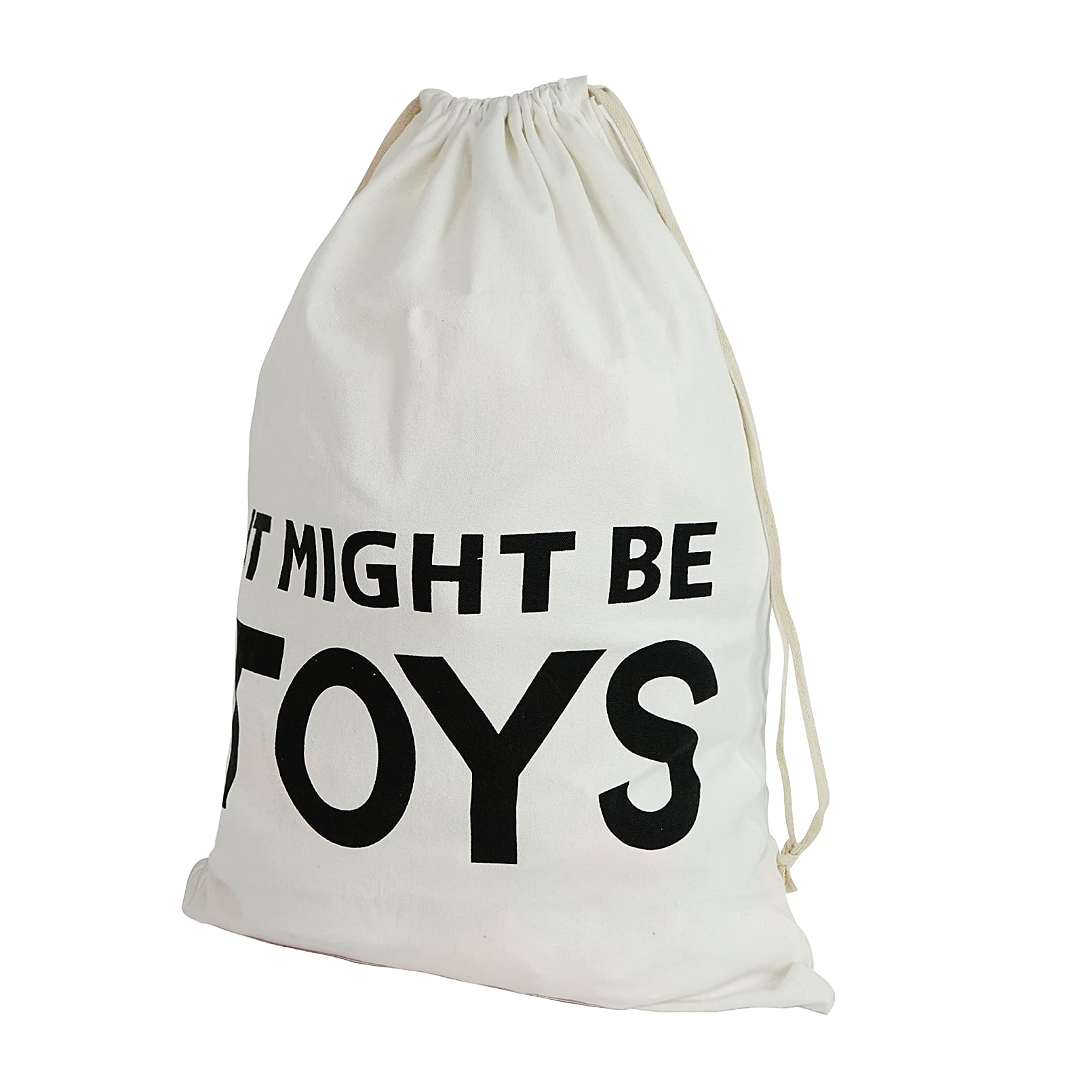 Lujuny 26" x 18" Large Laundry Bag, Cute Canvas Toy Storage Bag with Drawstring, Dust-proof Cotton Reusable Heavy Duty Gift Wrap Holder for Basket Travel (Toys)